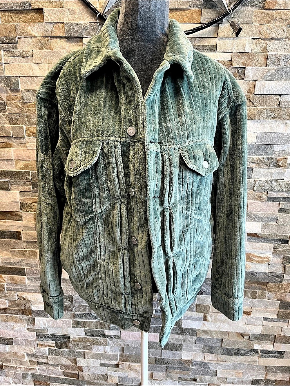 BDG Corduroy Jacket in Green & Blue Size Small